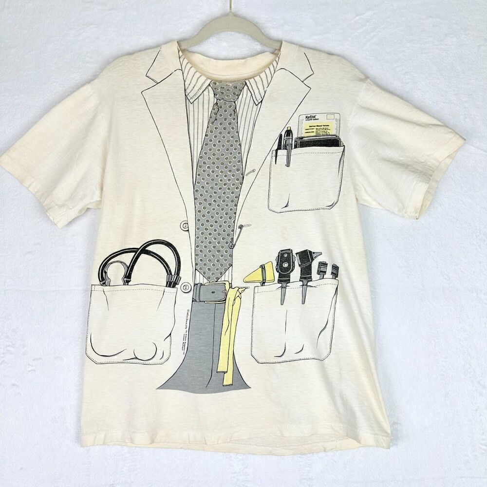 Vintage Leslie Arwin Doctor Lab Coat Tee T Shirt Size Medium 1978 Single Stitch